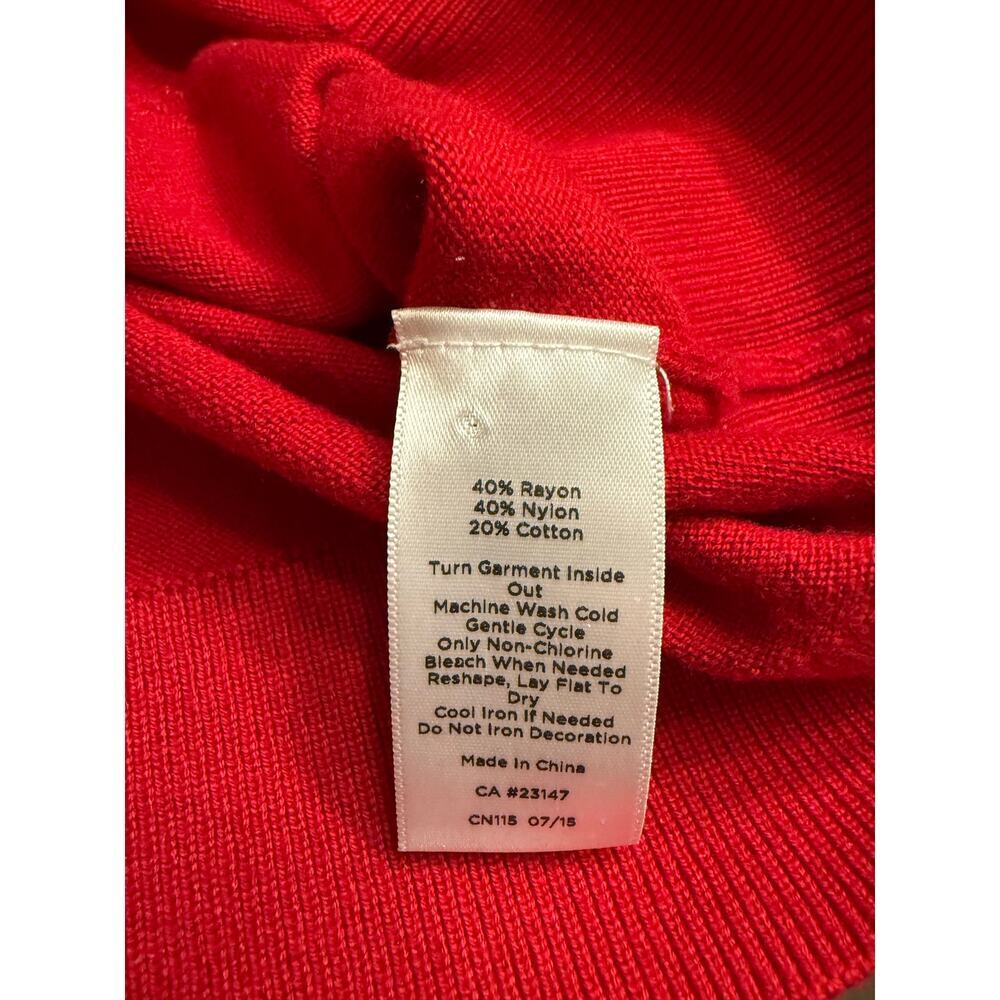 Talbots Pearl Beaded Sweater Red Knit 3/4 Sleeves Medium EUC Feminine Preppy - Picture 6 of 6